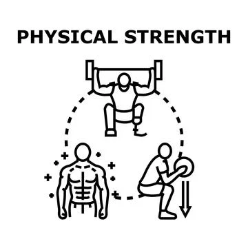 Physical strength concept with people exercising and training Stock Illustration