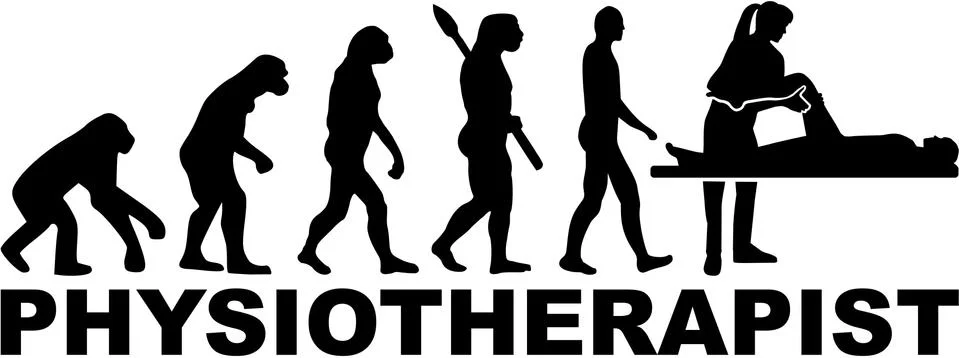 Physical therapist evolution with job title. Illustrazione stock