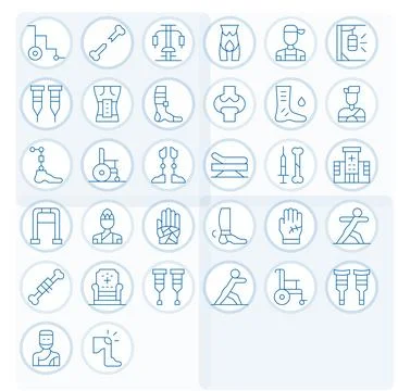 Physical Therapy Complete Vector Package with 32 Retina Ready Thin Line Edi.. Illustrazione stock