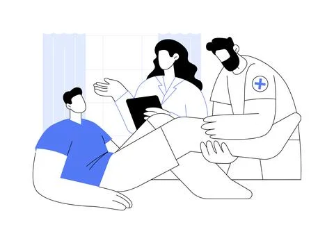 Physical therapy isolated cartoon vector illustrations. Ilustración de archivo