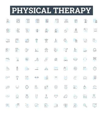 Physical therapy vector line icons set. Physiotherapy, Rehabilitation, Exercise Stock Illustration