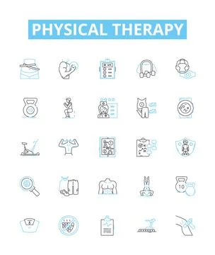 Physical therapy vector line icons set. Physiotherapy, Rehabilitation, Exercise Stock Illustration