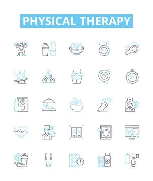 Physical therapy vector line icons set. Physiotherapy, Rehabilitation, Exercise Stock Illustration