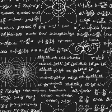 Physical vector seamless pattern on blackboard Stock Illustration