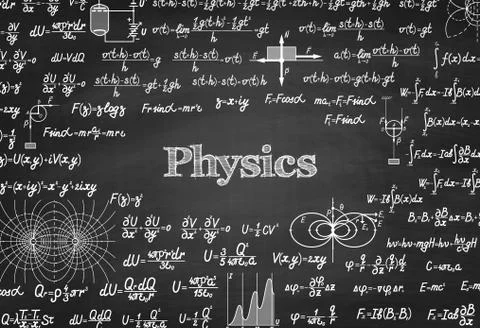 Physical vector seamless pattern on blackboard Stock Illustration