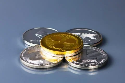 Physical version of ripple, new virtual money Stock Photos