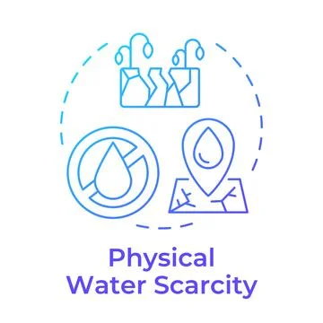 Physical water scarcity blue gradient concept icon Stockillustratie