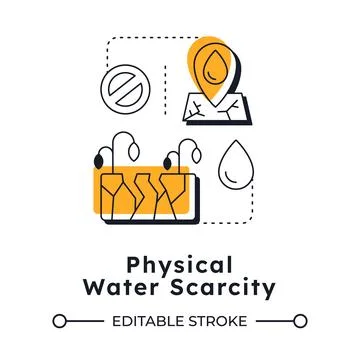 Physical water scarcity modern linear concept icon Stock Illustration