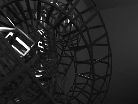 Physical wire-frame structure in dark. 3d Stock Illustration