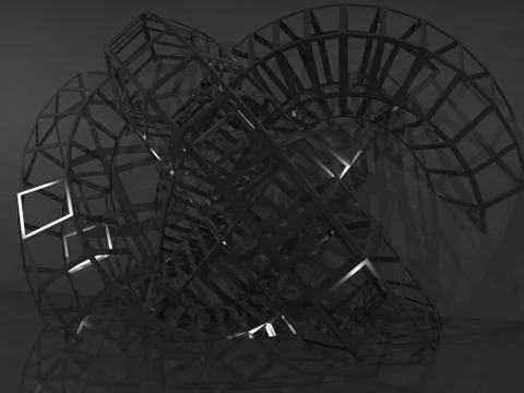 Physical wire-frame structure installation. 3d Stock Illustration