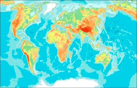 Physical World Map Stock Illustration