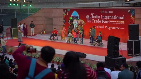 Physically challenged children performing at the cultural programme Stock Footage 257113406