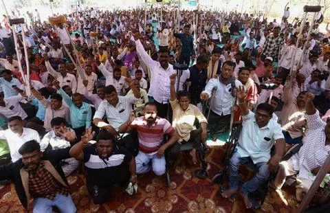 Physically challenged persons protest in Bangalore, India - 18 Mar 2025 Stock Photos