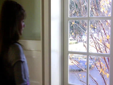 Physically Challenged Woman is peeping through the window Stock Footage 22920681