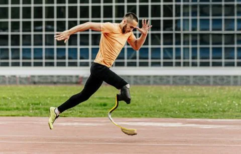 Physically disabled athlete running Stock Photos