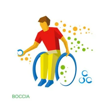 Physically disabled boccia player. Flat sport icon. 스톡 일러스트