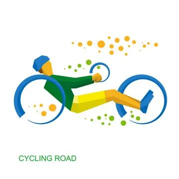 Physically disabled cyclist. Cycling road for people with disabilities Stock Illustration