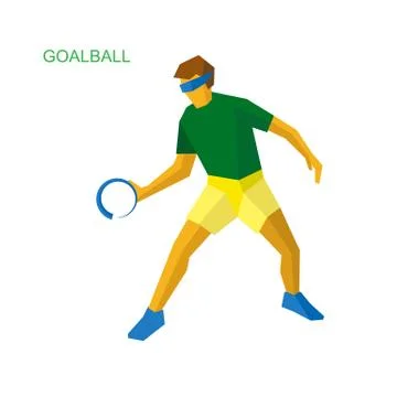 Physically disabled goalball player. Blindfold sportsman Stock Illustration
