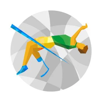 Physically disabled jumping athlete. Flat sport icon. 스톡 일러스트