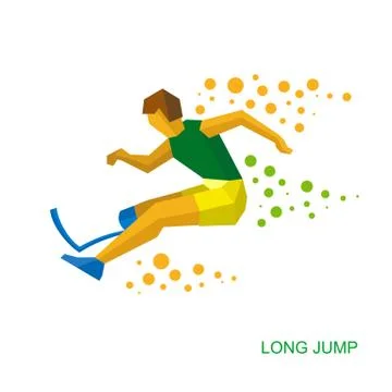 Physically disabled jumping athlete.  Flat sport icon. 스톡 일러스트