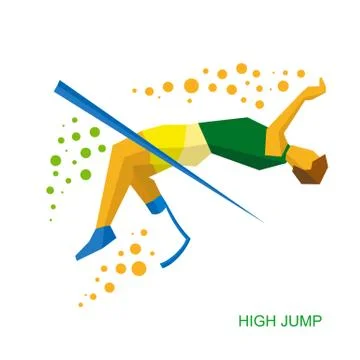 Physically disabled jumping athlete. Flat sport icon. Stock Illustration
