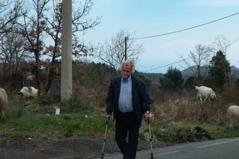 Physically Disabled Old Man Foto stock