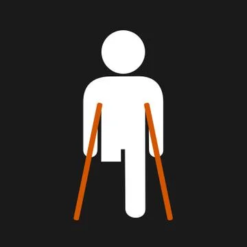 Physically disabled person without leg - lower limb is amputated and removed Stock Illustration
