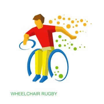 Physically disabled rugby player. Flat sport icon. Stock Illustration