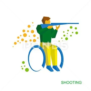 Physically disabled shooter. Flat wheelchair sport icon. Stock Illustration