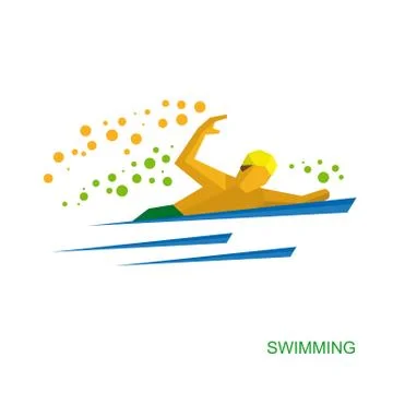 Physically disabled swimmer. Flat sport  icon. Stock Illustration