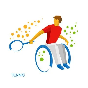 Physically disabled tennis player. Big Illustrazione stock
