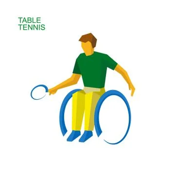 Physically disabled tennis player on white Stock Illustration