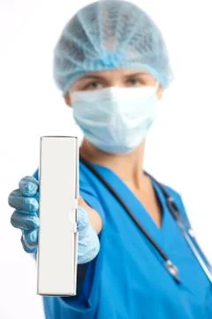 Physician and box Foto stock