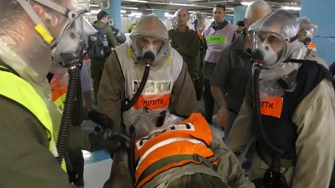 A physician dressing protective suits against chemical substances collapsed Stock Footage 81445527