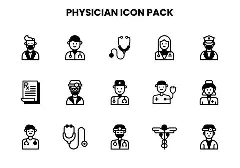 Physician DuoTone Bundle Icons Pack Stock Illustration