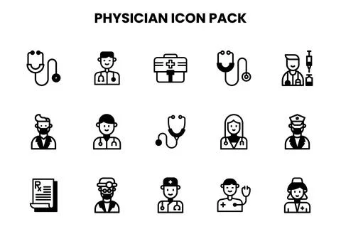 Physician DuoTone Vector Icons Pack Stock Illustration