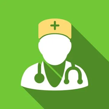 Physician Flat Long Shadow Square Icon Stock Illustration