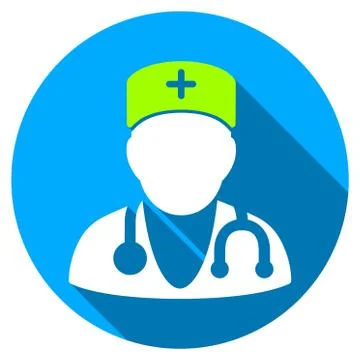 Physician Flat Round Icon with Long Shadow Illustrazione stock