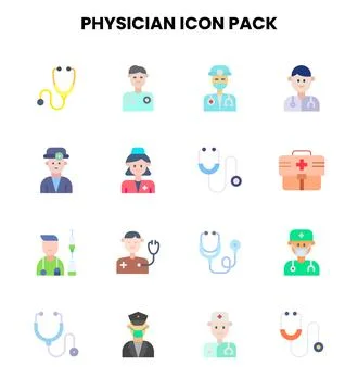 Physician Flat UI Icons Pack Stock Illustration