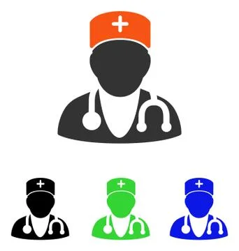 Physician Flat Vector Icon Stock Illustration