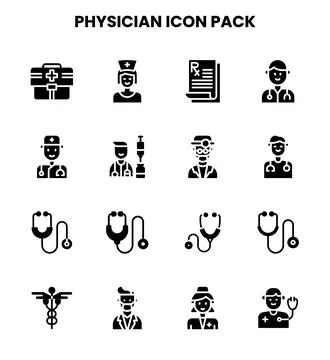 Physician Glyph Bundle Icons Pack Stock Illustration