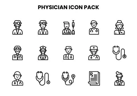 Physician Line Icons Pack Stock Illustration