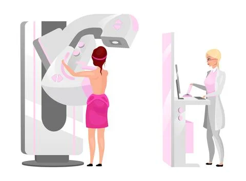 Physician making mammography screening flat vector illustration Stock Illustration