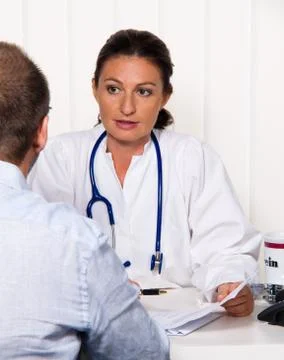 Physician practice with patients. Stock Photos
