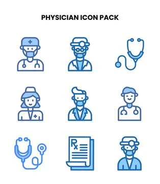Physician Two Colour Design Icons Pack Stock Illustration