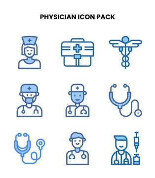 Physician Two Colour Set Icons Pack Stock Illustration