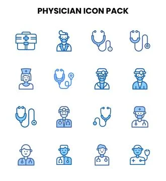Physician Two Colour Vector Icons Pack Stock Illustration