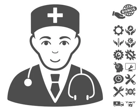 Physician Vector Icon With Tools Bonus Stock Illustration
