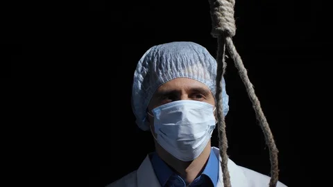Physician wants to hang himself Video stock 129517702