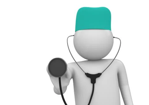 Physician at work close-up (3d isolated characters on white background) Stock Illustration